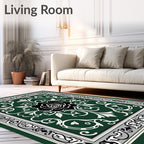Classic Green Black Rose Floral Rug