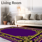 Regal Gold Purple Ornate Scroll Rug
