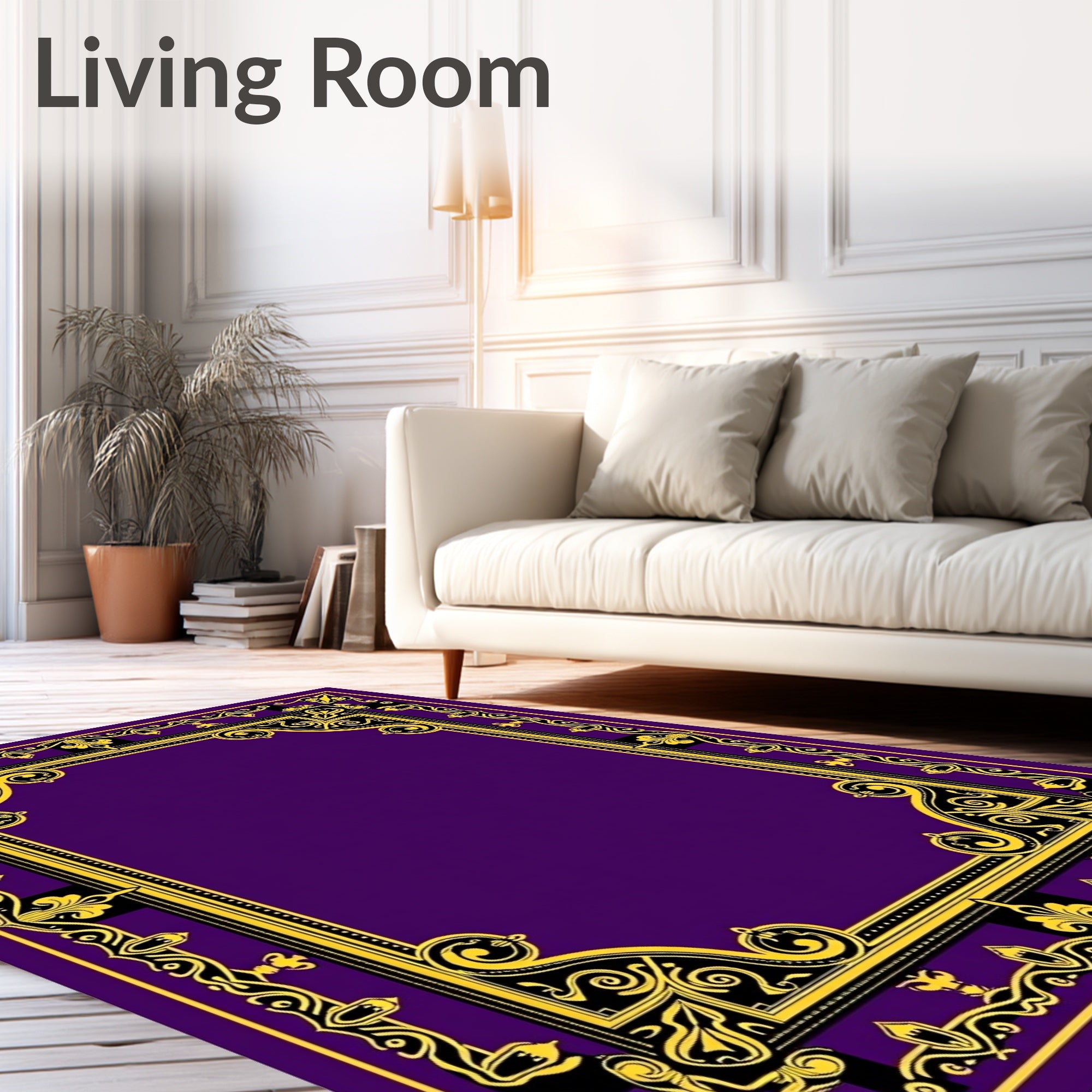 Regal Gold Purple Ornate Scroll Rug