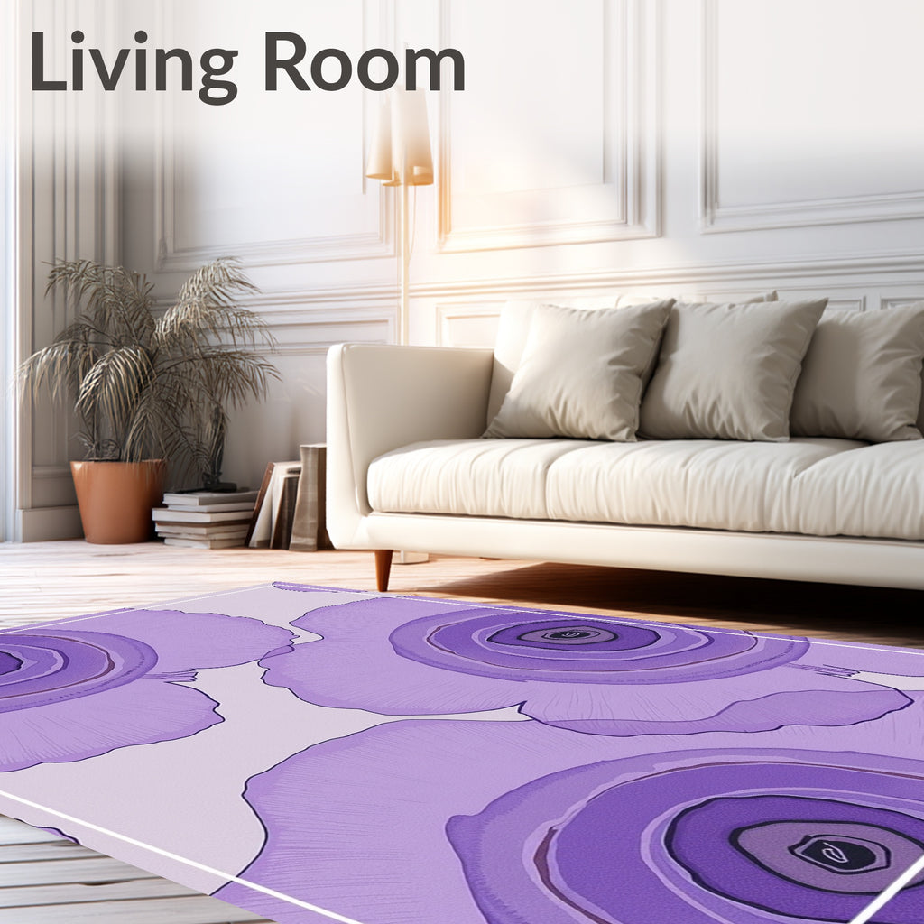 Lavender Floral Petal Close Up Rug