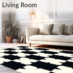 Black and White Starburst Squares Rug