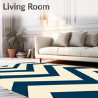 Navy Cream Chevron Stripes Rug