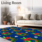 Red Bow Green Wreath White Flower Rug