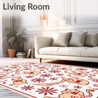 Red Bow Tie Cats Snowflake Whimsical Rug