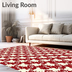 Rich Red Floral Silhouette Weave Rug