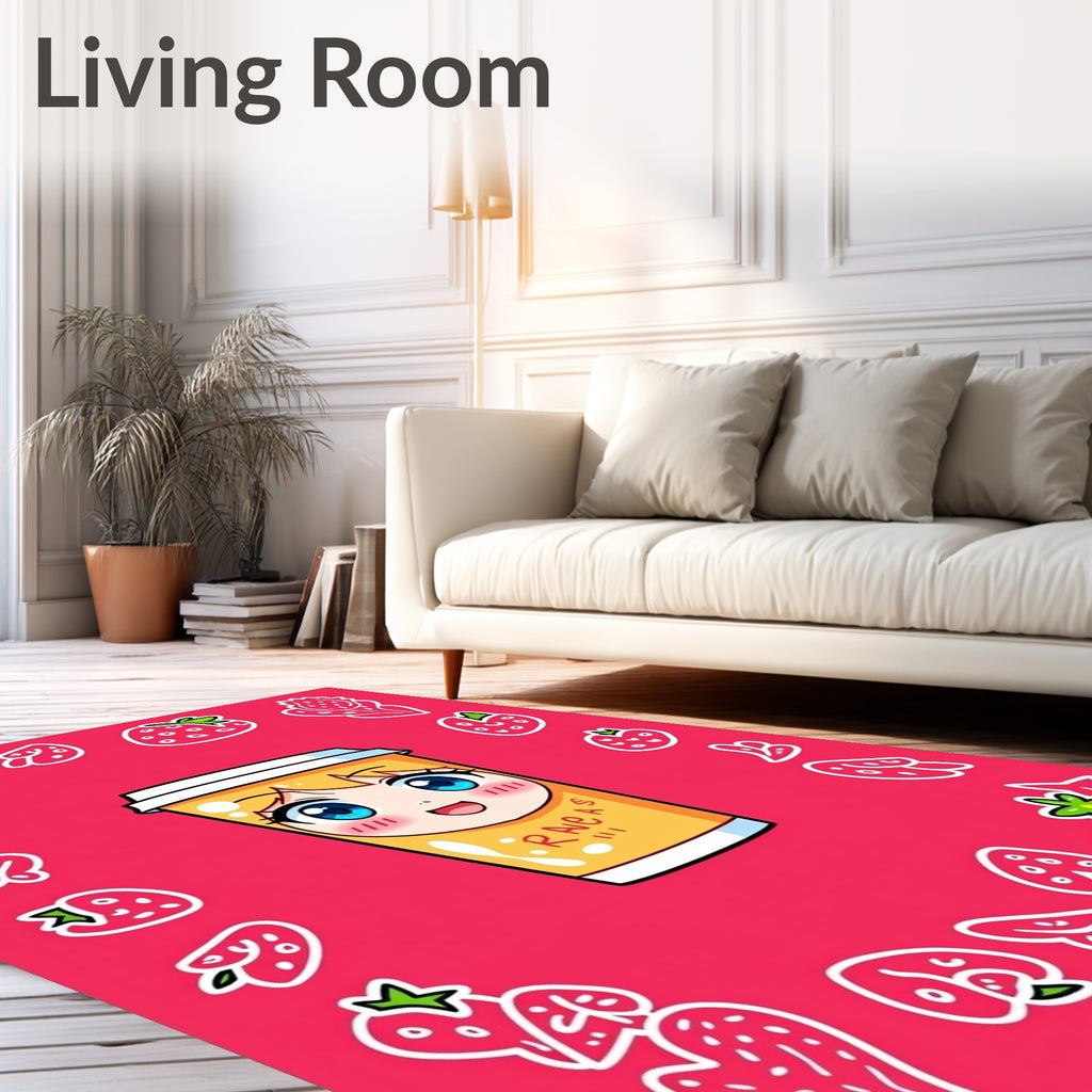 Anime Strawberry Cup Border Rug