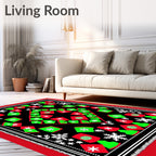 Festive Holiday Snowflakes Geometric Rug