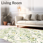 Whimsical Green Floral Vine Delight Rug