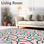 Pink Teal Swirls Stars Rug