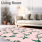Emerald Vine On Pastel Pink Background Rug