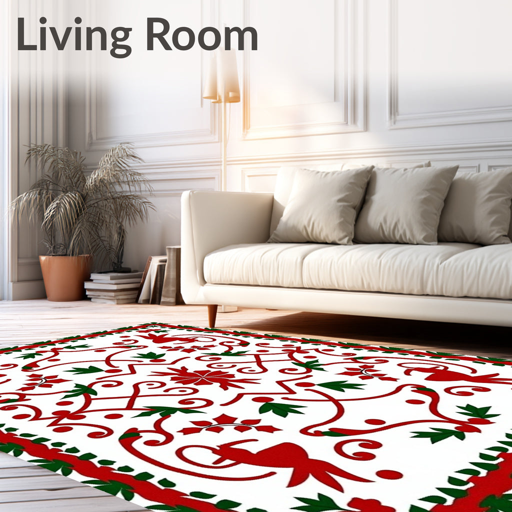Red and Green Festive Animal Medallion Rug