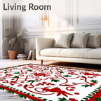Red and Green Festive Animal Medallion Rug
