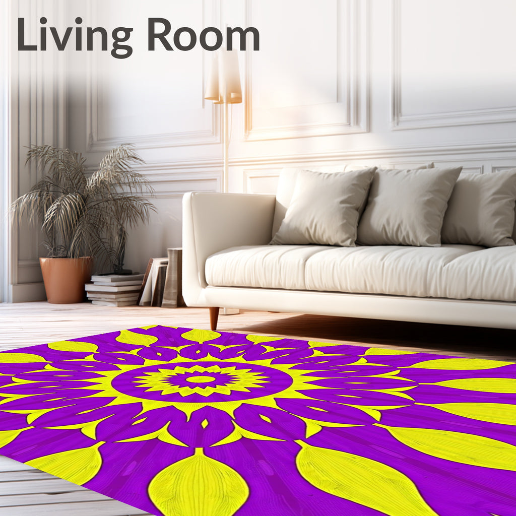 Vibrant Purple Yellow Starburst Rug