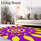 Vibrant Purple Yellow Starburst Rug