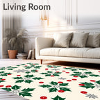 Cream Holly Berry Snowflake Collage Rug