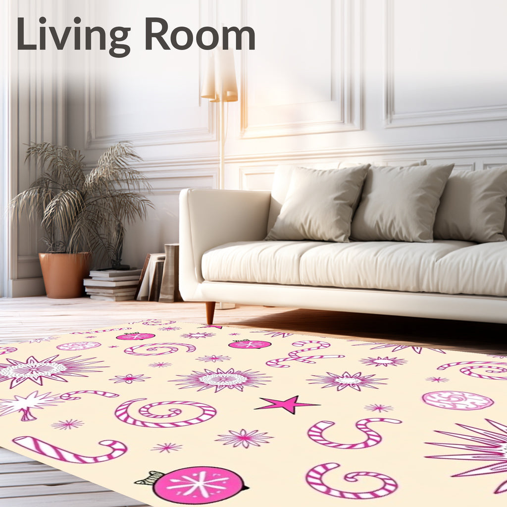 Pink Festive Holiday Elements Rug
