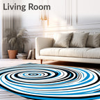 Vibrant Blue Black Swirl Rug