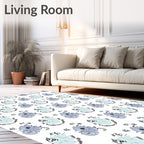 Soft Blue Floral Outline Rug