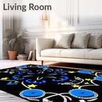 Golden Yellow Star Blue Medallion Rug