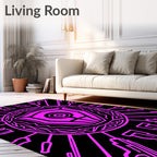 Vibrant Neon Pink Cosmic Emblem Rug