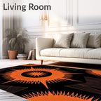 Bright Orange Sunburst Hexagonal Rug