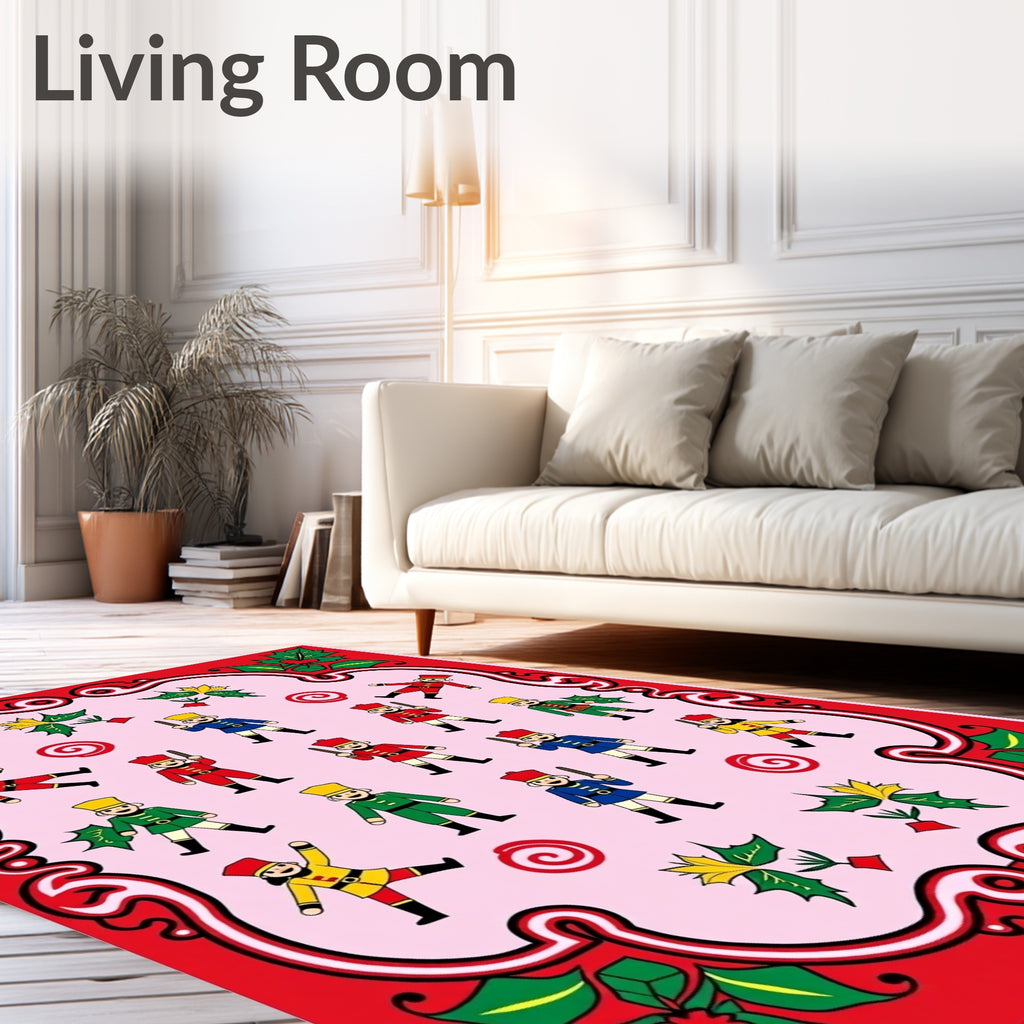 Festive Nutcracker Soldier Garland Rug