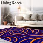 Bold Orange Swirl Red Triangles Rug