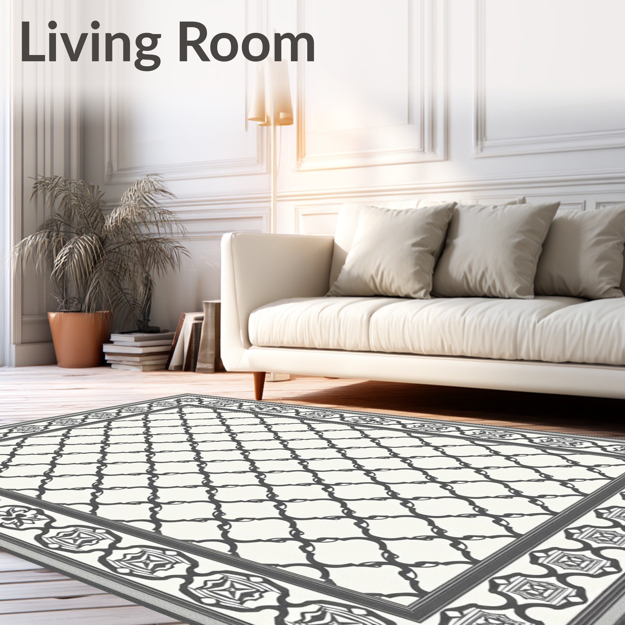 Geometric Lattice Border Rug
