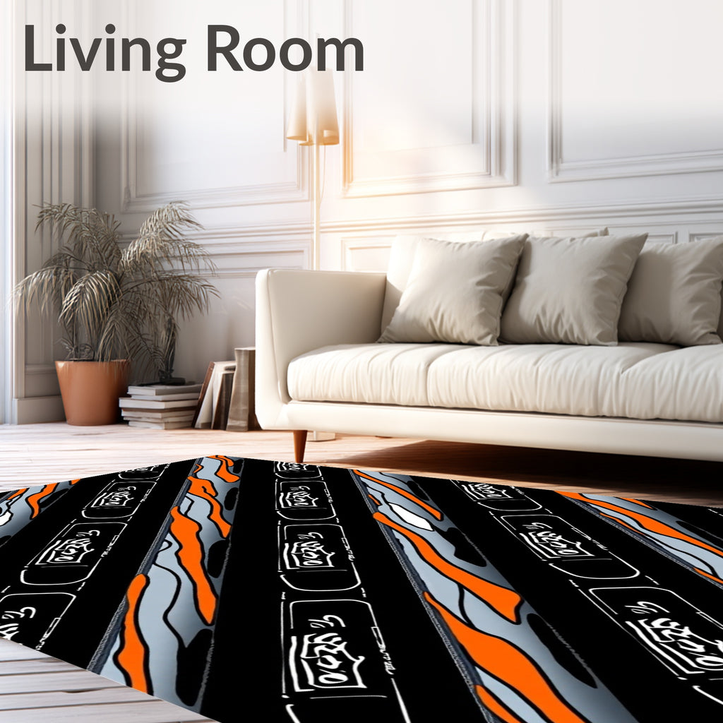 Black Orange Gray Dipped Stripes Rug