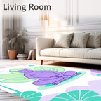Lavender Kangaroo Meditating Floral Garden Rug