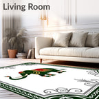 Emerald Elephant Red Medallion Border Rug