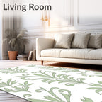 Sage Green Art Nouveau Floral Garden Rug