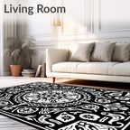Monochromatic Floral Mandala Inverted Symmetry Rug