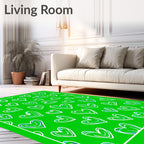 Emerald Green Heart Outline Collage Rug