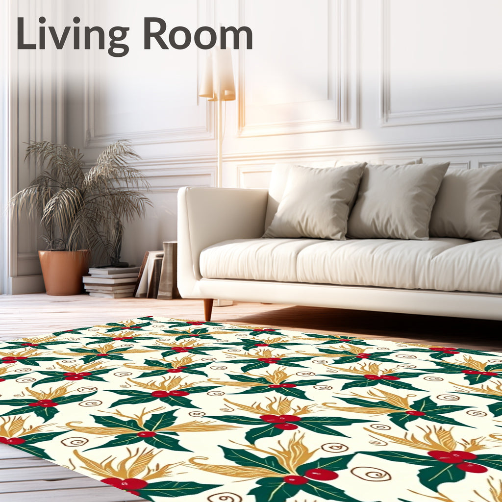 Holiday Holly Berry Wreath Arrangement Rug