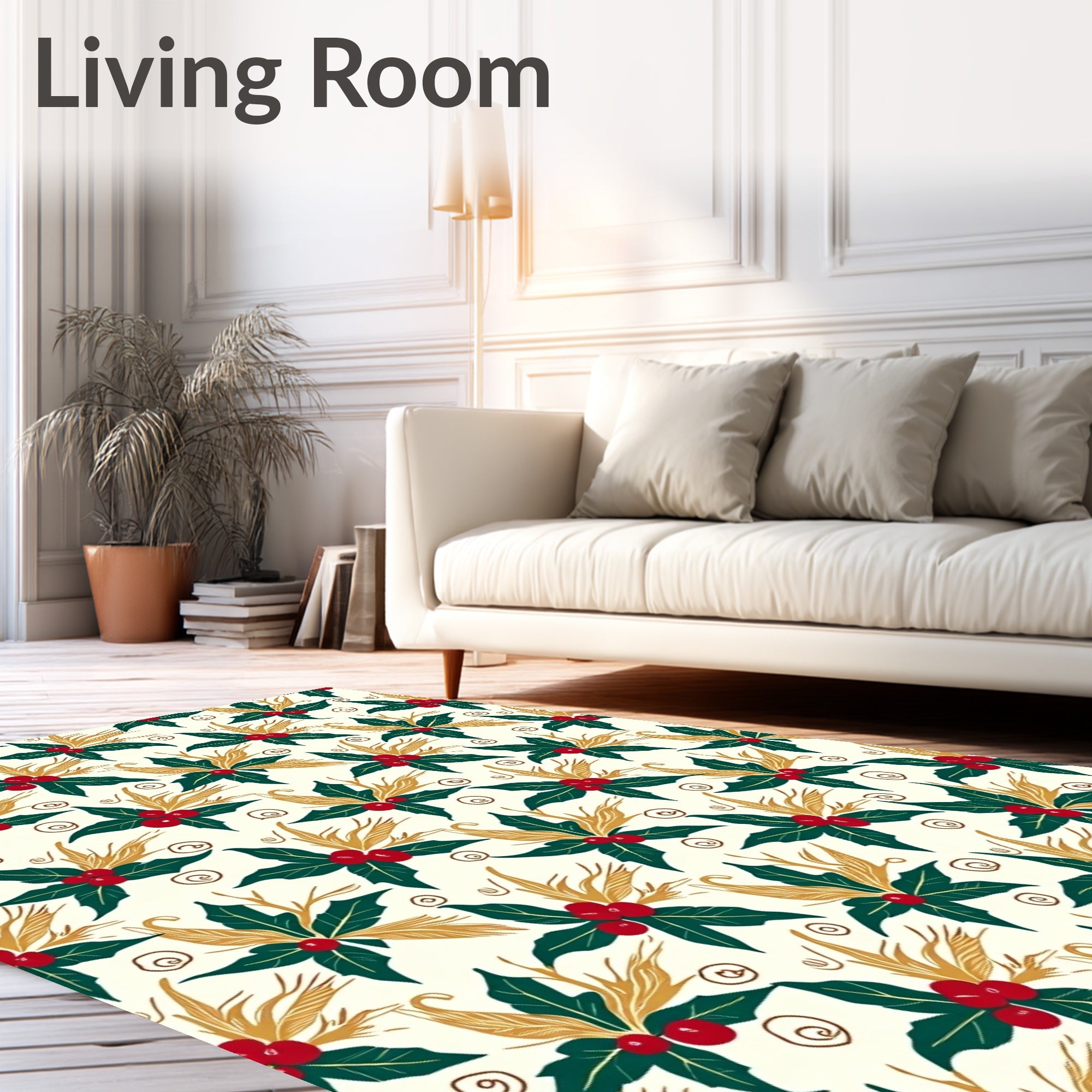Holiday Holly Berry Wreath Arrangement Rug
