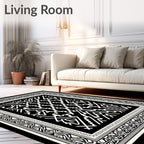 Bold Black White Geometric Lattice Rug