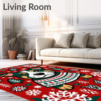 Festive Dog Winter Sweater Snowflake Trees Rug
