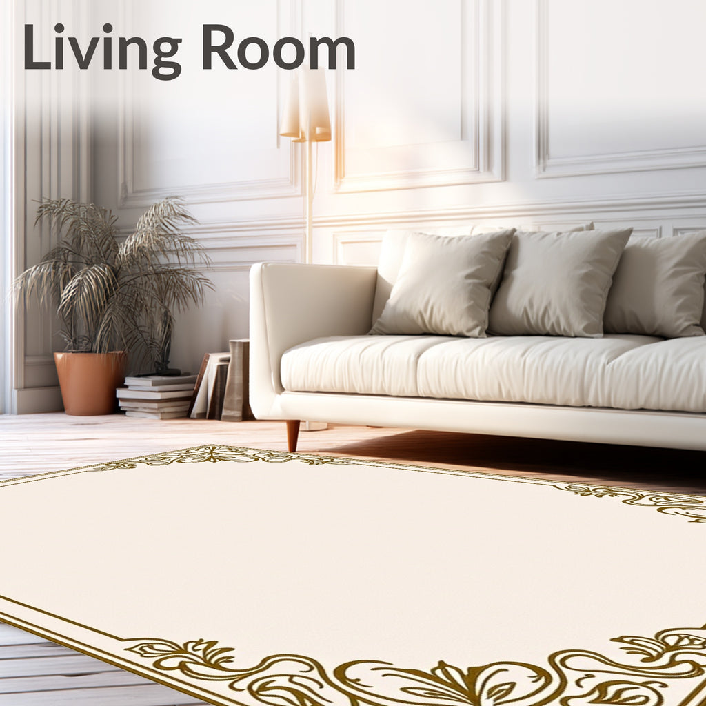 Golden Floral Antique Frame Rug