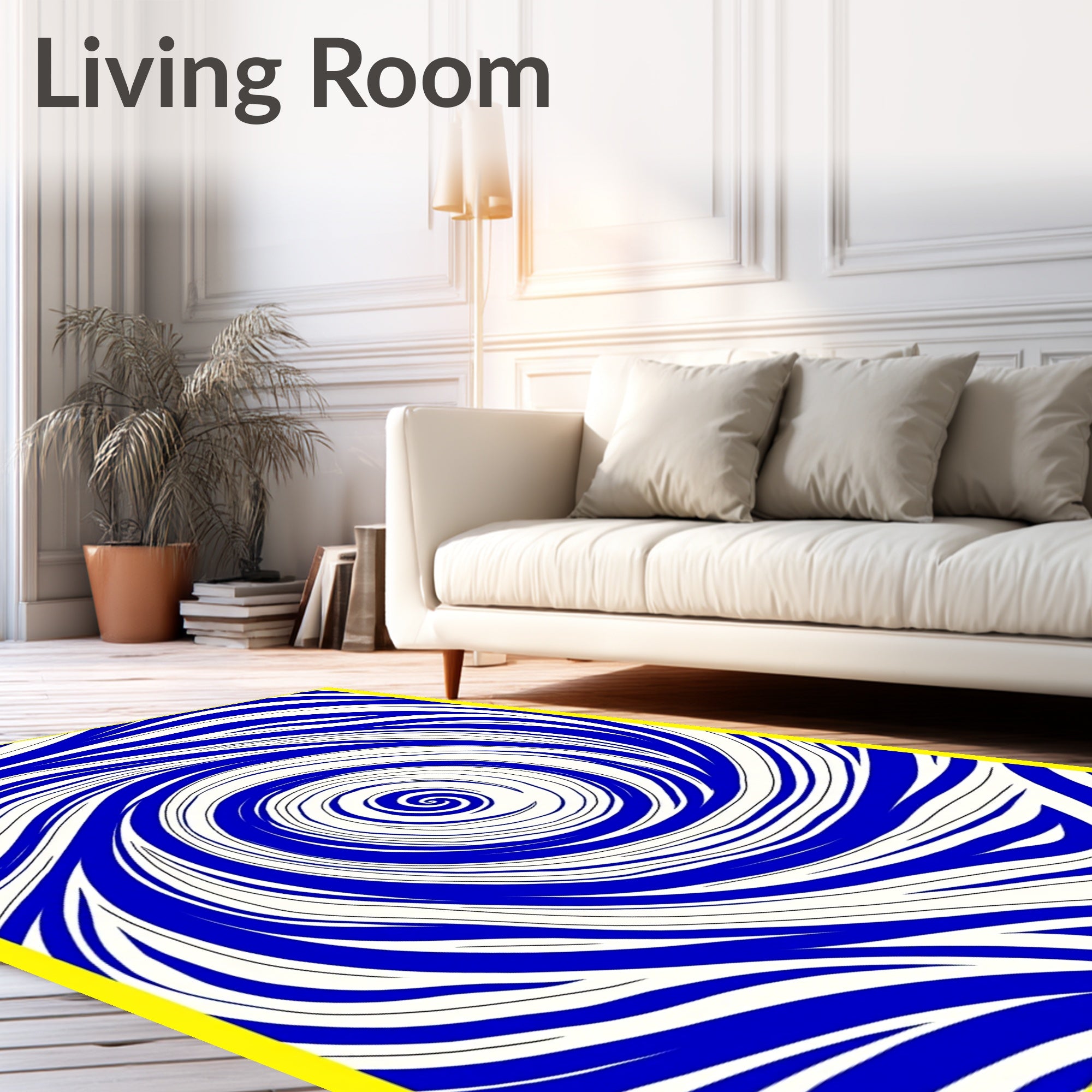 Whirlpool Blue Swirl Abstract Rug