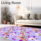 Whimsical Purple Floral Swirl Rug