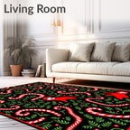 Red Sloth Candy Cane Holiday Collection Rug