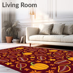 Autumn Football Pumpkins Leaf Collage Rug