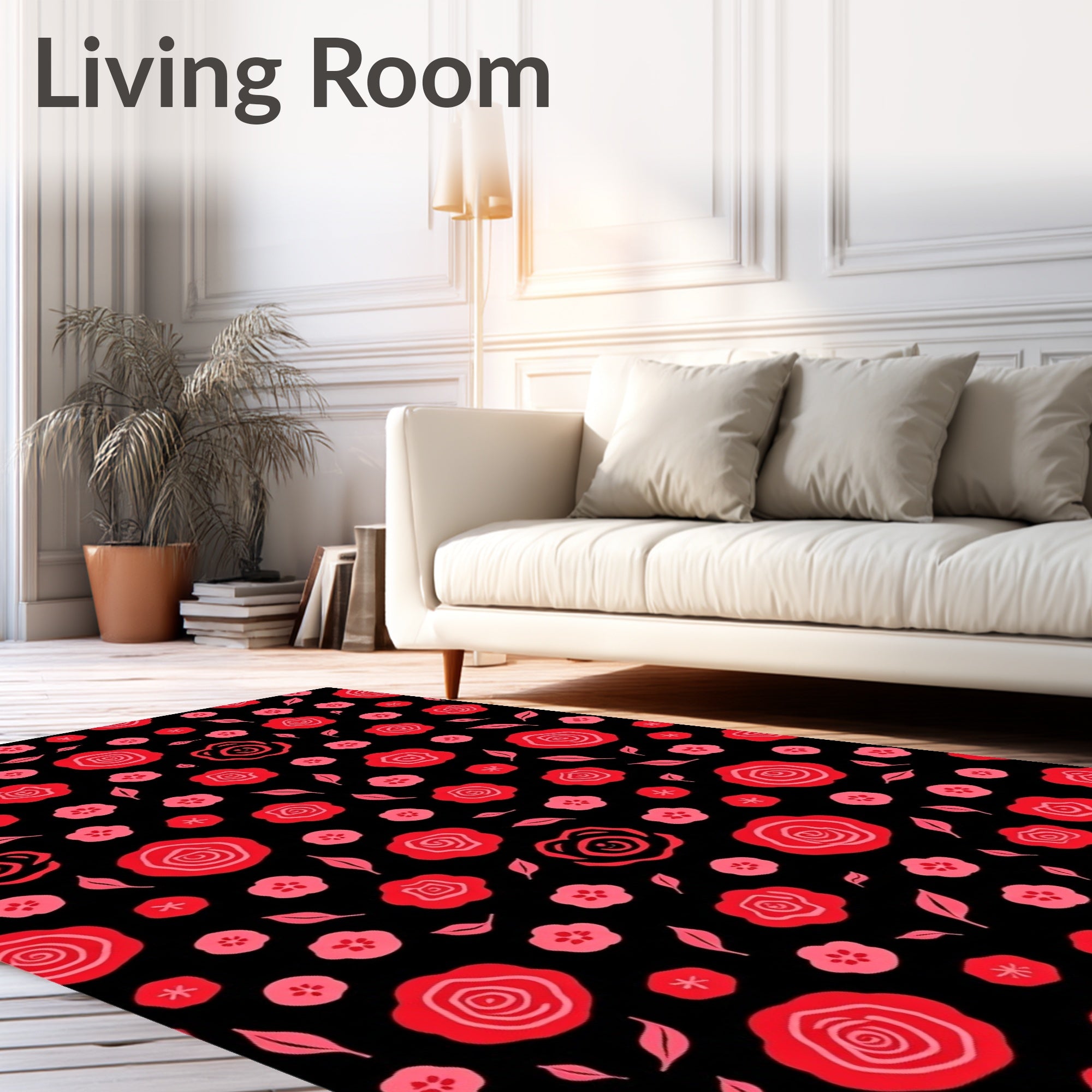 Red and Pink Floral Blossom Explosion Rug