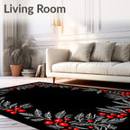 Red Berry Branch Border Rug