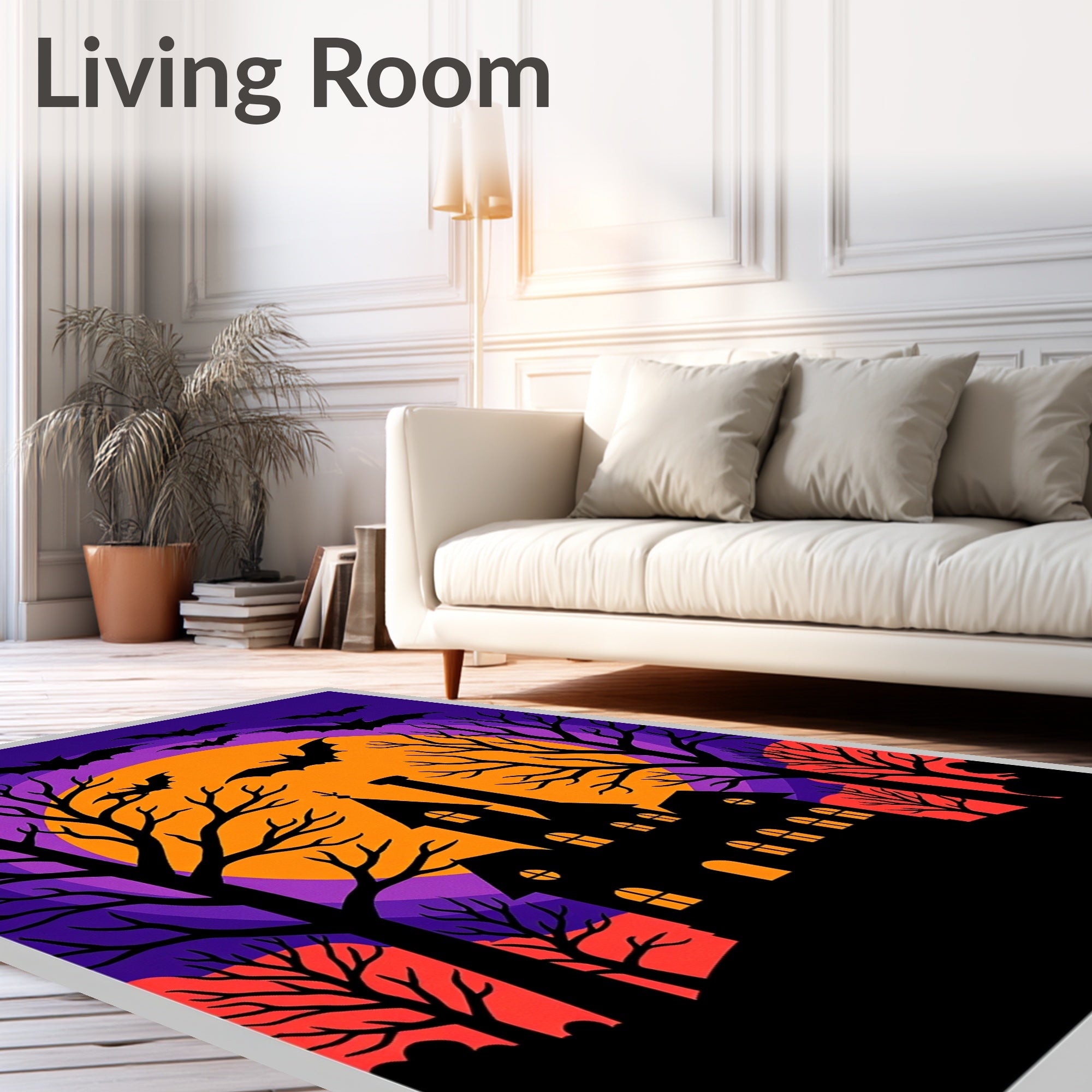 Spooky Bat Haunted Mansion Night Rug