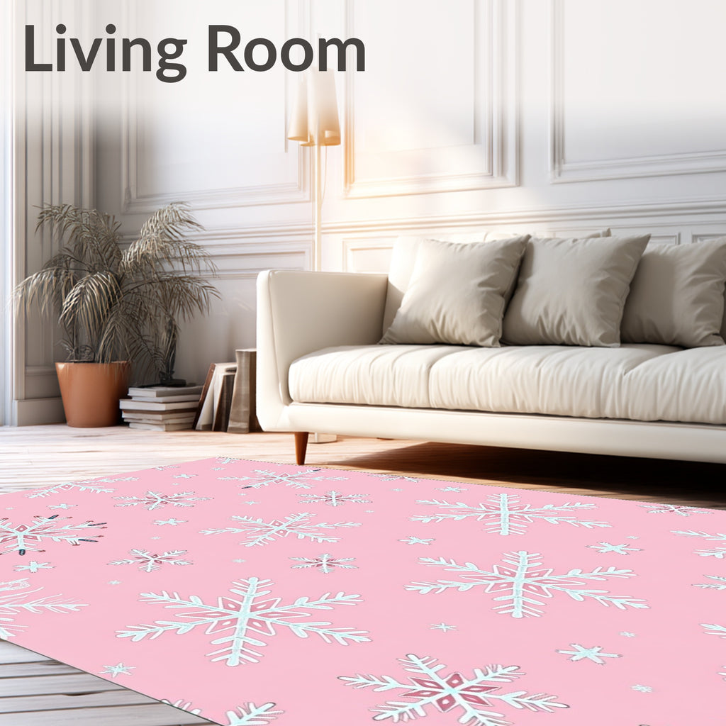Pink Snowflake Winter Wonder Rug
