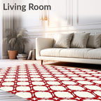 Crimson Lattice Geometric Rug