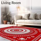 Vibrant Red Sunburst Star Medallion Rug