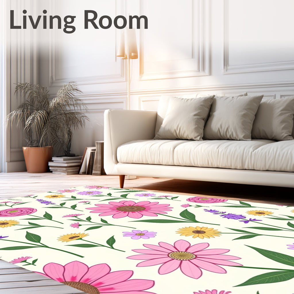 Pink Purple Yellow Floral Medley Rug